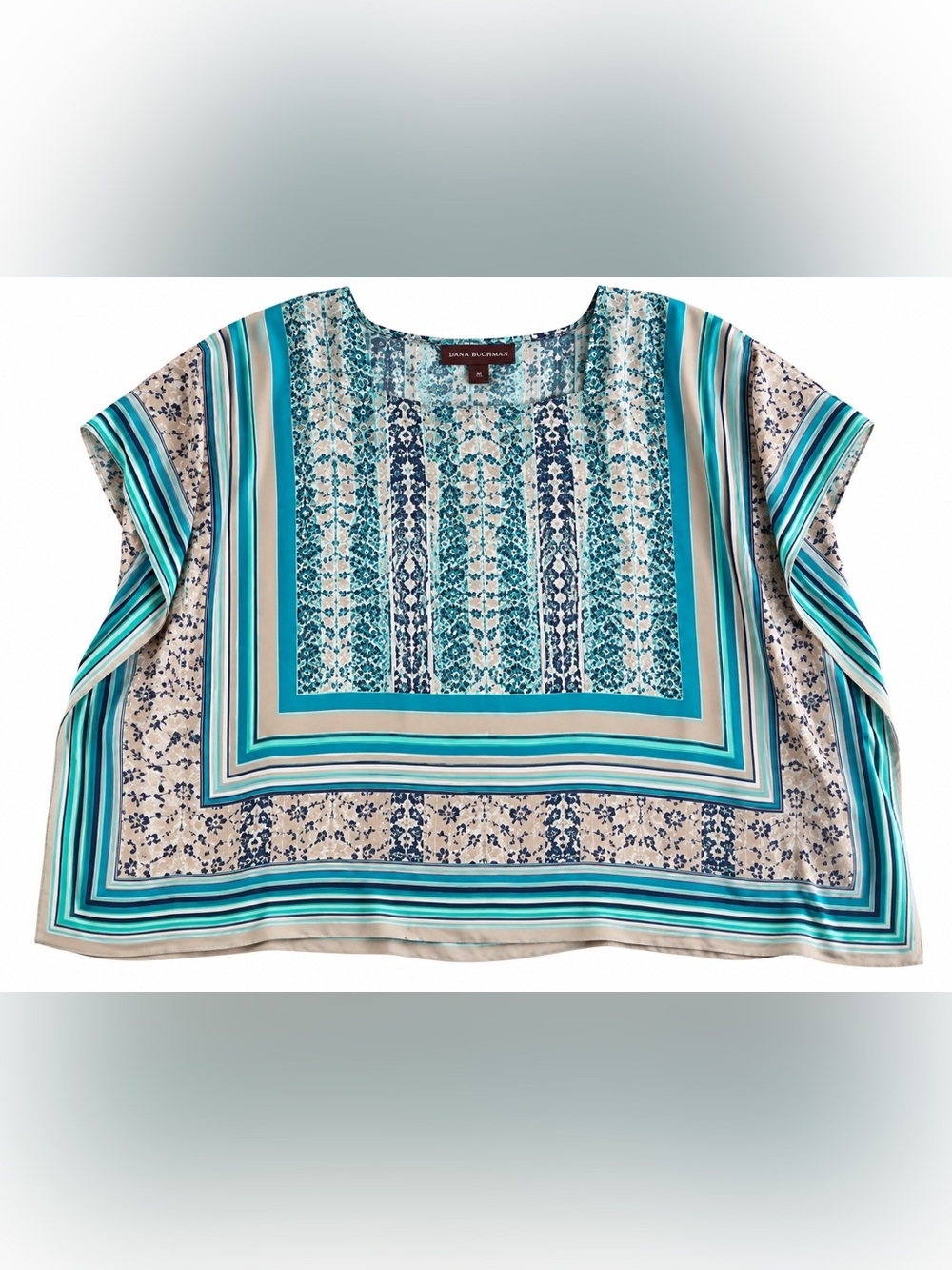 Dana buchman teal & beige Square dressy top